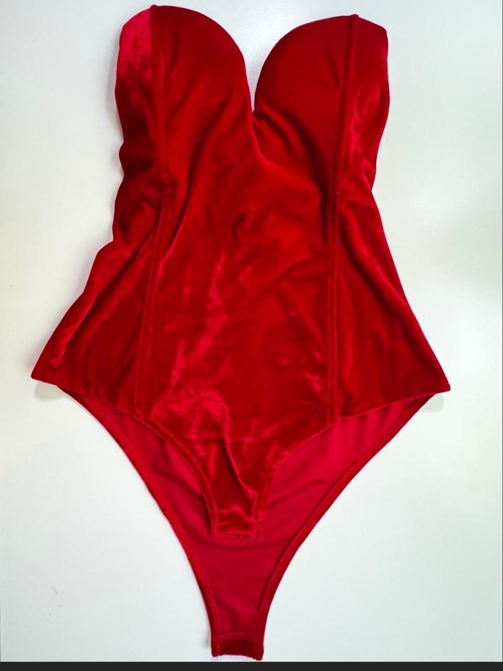 Think! Red Velvet Bodysuit by Clothink